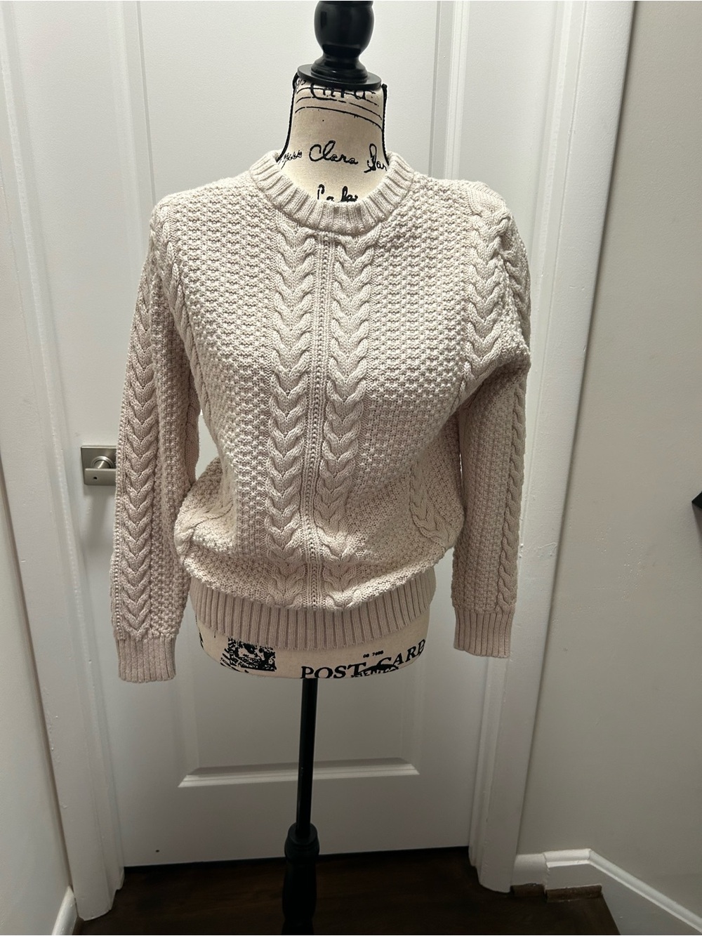 J Crew Cable Knit Cotton Crewneck Sweater Medium